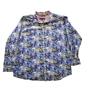 Synrgy Paisley Shirt Mens 2XLT Purple Long Sleeve Button Up Business Casual